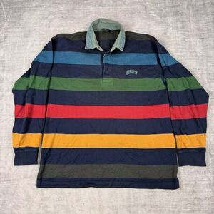 GANT Rugger Shirt Men's Medium Blue Long Sleeve Rugby Polo Vtg 90s Denim‎ Collar